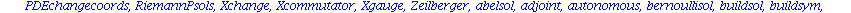 [DEnormal, DEplot, DEplot3d, DEplot_polygon, DFactor, DFactorLCLM, DFactorsols, Dchangevar, FunctionDecomposition, GCRD, LCLM, MeijerGsols, PDEchangecoords, RiemannPsols, Xchange, Xcommutator, Xgauge,...