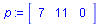 array( 1 .. 3, [( 1 ) = 7, ( 2 ) = 11, ( 3 ) = 0 ] )