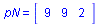 pN = (array( 1 .. 3, [( 1 ) = 9, ( 2 ) = 9, ( 3 ) = 2 ] ))